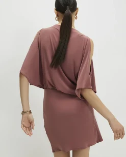 Brown Cold Shoulder Mini Dress