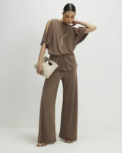 Brown Cold Shoulder Top