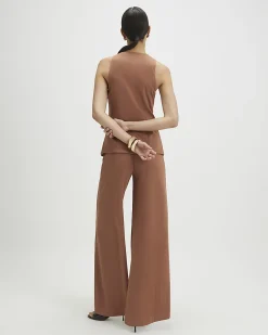 Brown Collarless Asymmetric Jumpsuit