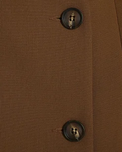 Brown Collarless Sculpted Blazer