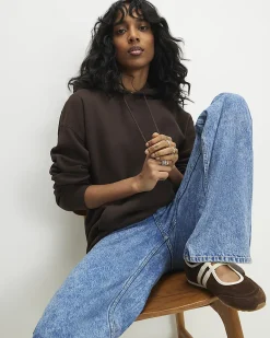 Brown Cotton Blend Long Sleeve Hoodie