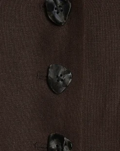 Brown Cotton Blend Pleat Detail Top