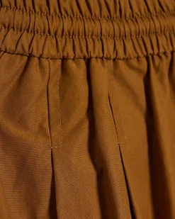 Brown Cotton blend Poplin Barrel Leg Trousers