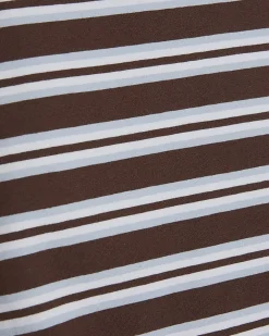 Brown Cotton Blend Ruched Side Stripe T-shirt