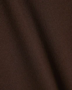 Brown Cotton Blend Scallop Trim Top