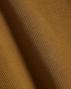 Brown Cotton Blend Sleeveless Ribbed Tank Top