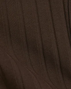 Brown Cotton Blend Wide Ribbed Tank Top