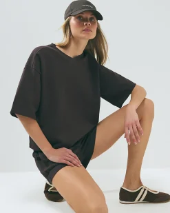 Brown Cotton Short Sleeve Loopback T-shirt