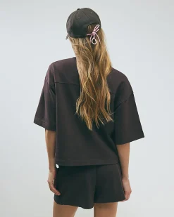 Brown Cotton Short Sleeve Loopback T-shirt