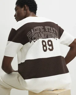 Brown Cotton Stripe State Champion T-Shirt