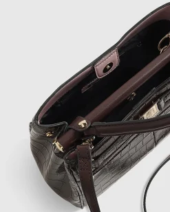 Brown Croc Print Bar Front Tote Bag