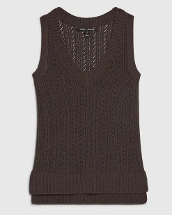 Brown Crochet Knit Vest Top