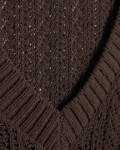 Brown Crochet Knit Vest Top