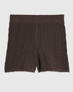 Brown Crochet Knitted Shorts