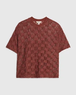 Brown Crochet Lace Top