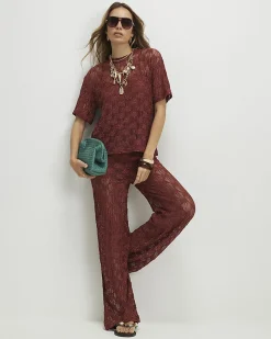 Brown Crochet Lace Top