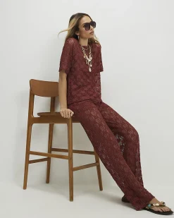 Brown Crochet Lace Trousers
