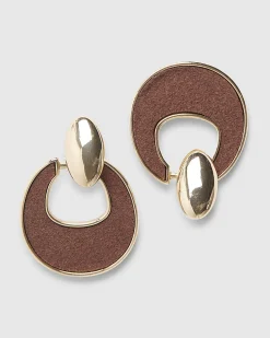 Brown Door Knocker Earrings