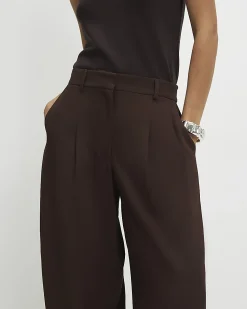 Brown Drapey Barrel Leg Trousers