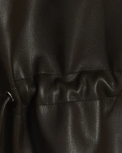 Brown Drawstring Funnel Neck Jacket
