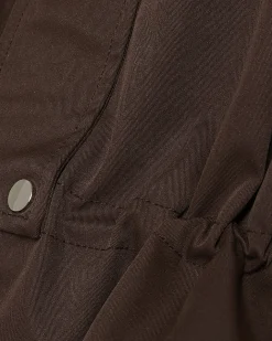 Brown Drop Hem Drawstring Jacket