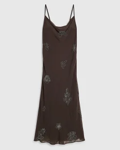 Brown Embellished Maxi Dress