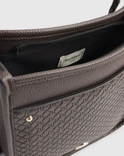 Brown Embossed Pocket Messenger Bag