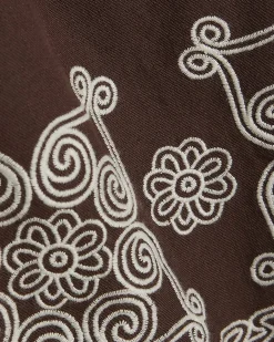 Brown Embroidered Shorts