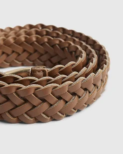 Brown Faux Leather Braided Belt