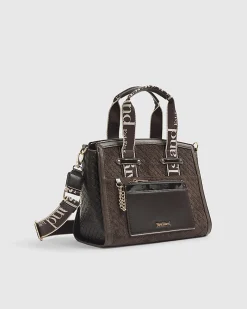 Brown Faux Suede Monogram Tote Bag