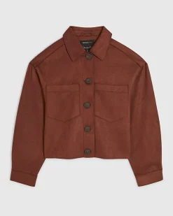 Brown Faux Suede Overshirt