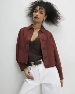 Brown Faux Suede Overshirt
