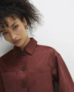 Brown Faux Suede Overshirt