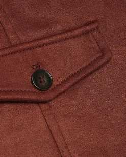 Brown Faux Suede Pocket Detail Collared Shirt