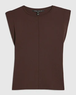 Brown Fitted Knit Sleeveless Top