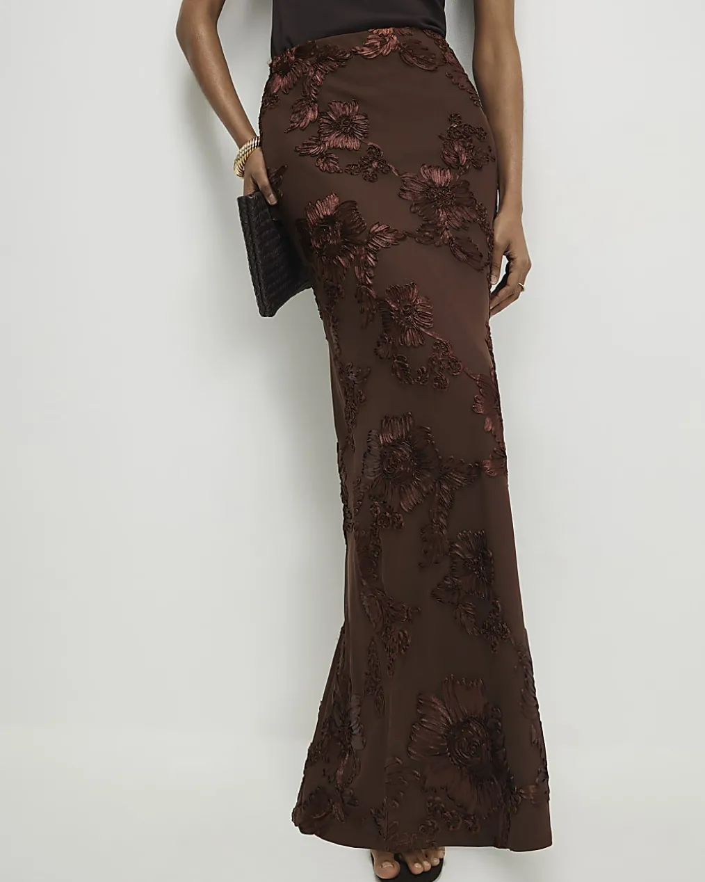Brown Floral Cornelli Maxi Skirt