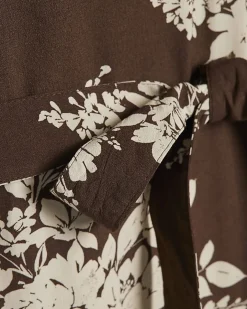 Brown Floral Shaped Mini Dress