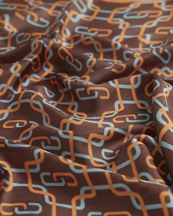 Brown Geometric Chain Print Neck Scarf