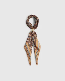 Brown Geometric Chain Print Neck Scarf