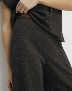 Brown Glitter Wide Leg Trousers