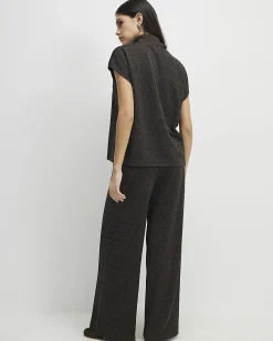 Brown Glitter Wide Leg Trousers