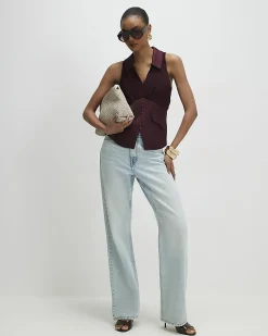 Brown Halter Corset Blouse