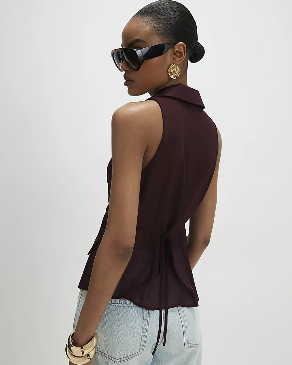 Brown Halter Corset Blouse