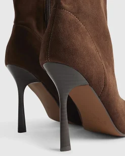 Brown Heeled Sock Ankle Boots