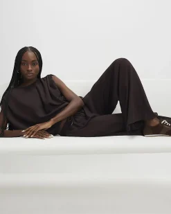 Brown High Waisted Premium Wide Leg Joggers