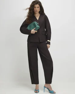 Brown High Waisted Tapered Trousers
