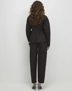 Brown High Waisted Tapered Trousers