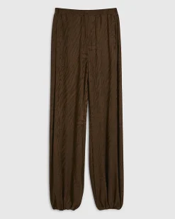 Brown Jacquard Animal Print Balloon Trousers