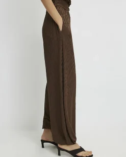 Brown Jacquard Animal Print Balloon Trousers