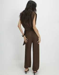 Brown Jacquard Animal Print Balloon Trousers